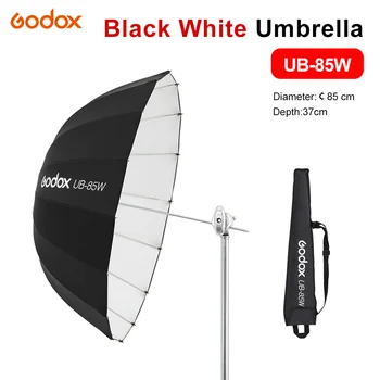 Godox UB-85W 33.5 in 85cm Parabolik Siyah Beyaz Yansıtıcı Şemsiye stüdyo ışığı Şemsiye Siyah Gümüş Difüzör örtü bezi