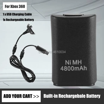 4800mAh Pil Paketi + USB şarj aleti Kablosu XBOX 360 Kablosuz Denetleyici Gamepad Pil Ni-MH Şarj Edilebilir Piller