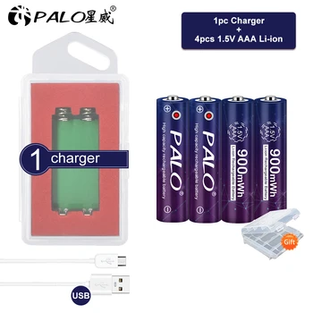 PALO 1.5 V Li-ion AAA Şarj Edilebilir Pil 900mWh 1.5 V 3A AAA Lityum Piller Saatler Fareler Oyuncak Gamepad + USB pil şarj cihazı
